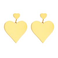 Boucle d'oreille Acier Titane, coeur, Placage, bijoux de mode & pour femme, doré, 30x25mm, Vendu par paire