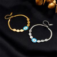 Evil Eye Smycken Armband, Titan Stål, med 1.97inch extender kedja, plated, mode smycken & för kvinna & emalj, fler färger för val, 15mm, Såld Per Ca 6.3 inch Strand