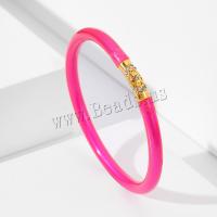 Silicone Bracelets, with Tibetan Style, gold color plated, fashion jewelry & for woman & with rhinestone, more colors for choice, Inner Diameter:Approx 65mm, Sold By PC