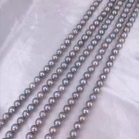 Natural Freshwater Pearl Loose Beads, Slightly Round, DIY & different size for choice, grey, Sold Per Approx 38 cm Strand