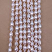 Natural Freshwater Pearl Loose Beads, Teardrop, DIY, white, Length about 7-8mm, Approx 31PCs/Strand, Sold Per Approx 36 cm Strand