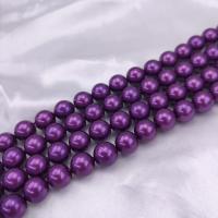 Natürliche Süßwasser Muschel Perlen, rund, DIY & verschiedene Größen vorhanden, violett, verkauft per ca. 38 cm Strang