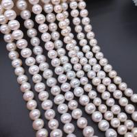 Naturel d'eau douce perles, perle d'eau douce cultivée, Légèrement rond, DIY, blanc, 9mm, Environ 52PC/brin, Vendu par brin