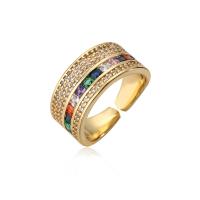 Krychlový Circonia Micro vydláždit mosazný prsten, Mosaz, módní šperky & micro vydláždit kubické zirkony, více barev na výběr, nikl, olovo a kadmium zdarma, Ring inner diameter:17 ~19mm, Prodáno By PC