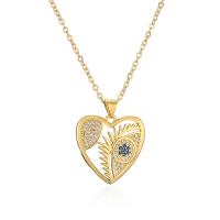 Cubic Zircon Micro Pave Brass Necklace, with 5cm extender chain, Heart, plated, fashion jewelry & micro pave cubic zirconia, more colors for choice, nickel, lead & cadmium free, Length:45 cm, Sold By PC