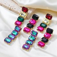Tibetan Style Stud Earring, with Glass Rhinestone, fashion jewelry & for woman, more colors for choice, nickel, lead & cadmium free, 58x18mm, Sold By Pair