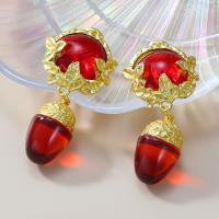 Zinc Alloy Stud Earring with Resin plated fashion jewelry & for woman red nickel lead & cadmium free Sold By Pair