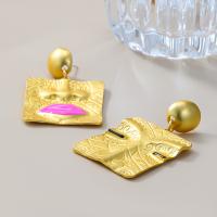 Zinc Alloy Stud Earring Square fashion jewelry & for woman & enamel gold nickel lead & cadmium free Sold By Pair