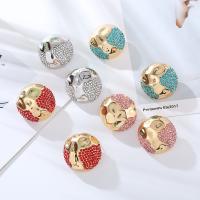 Zinc Alloy Stud Earring Round gold color plated fashion jewelry & for woman & with rhinestone nickel lead & cadmium free Sold By Pair