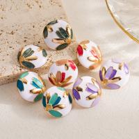Zinc Alloy Stud Earring Round fashion jewelry & for woman & enamel nickel lead & cadmium free Sold By Pair