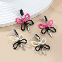 Zinc Alloy Stud Earring with Acrylic Bowknot fashion jewelry & for woman nickel lead & cadmium free Sold By Pair