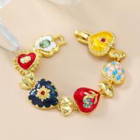 Tibetan Style Bracelet, Heart, fashion jewelry & for woman & enamel, gold, Length:Approx 18.2 cm, Sold By PC