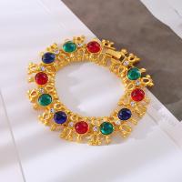 Tibetan Style Bracelet, with Resin, fashion jewelry & for woman & with rhinestone, more colors for choice, nickel, lead & cadmium free, 40x20mm, Length:Approx 18 cm, Sold By PC