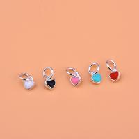 925 Sterling Silver Pendant, Heart, plated, DIY & epoxy gel, more colors for choice, 4x4.70mm, Sold By PC