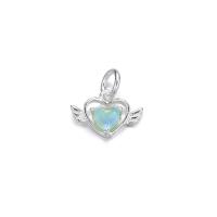 925 Sterling Silver Pendant, with Crystal, Heart, plated, DIY, platinum color, 10x6.80mm, Sold By PC