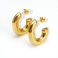 Edelstahl Ohrringe, 304 Edelstahl, plattiert, verschiedene Größen vorhanden & für Frau, goldfarben, verkauft von Paar