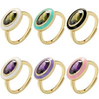 Cúbicos Circonia Micro Pave anillo de latón, metal, chapado, micro arcilla de zirconia cúbica & para mujer & esmalte, más colores para la opción, Vendido por UD