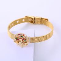 Bijoux bracelet en acier inoxydable, Acier inoxydable 304, Placage, pavé de micro zircon & pour femme, plus de couleurs à choisir, Longueur:Environ 25 cm, Vendu par PC