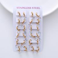 Stainless Steel Lever Back Earring 304 Stainless Steel plated & micro pave cubic zirconia & for woman golden Sold By Set
