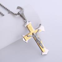 Stainless Steel Jewelry Necklace, 304 Stainless Steel, Cross, plated, Unisex, original color, Length:Approx 60 cm, Sold By PC
