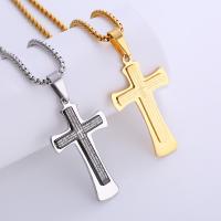Stainless Steel Jewelry Necklace, 304 Stainless Steel, Cross, plated, Laser & Unisex, more colors for choice, Length:Approx 60 cm, Sold By PC