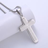 Stainless Steel Jewelry Necklace 304 Stainless Steel Cross plated Unisex silver color Length Approx 60 cm Sold By PC
