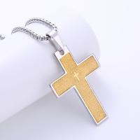 Edelstahl Schmuck Halskette, 304 Edelstahl, Kreuz, plattiert, unisex, keine, Länge ca. 60 cm, verkauft von PC
