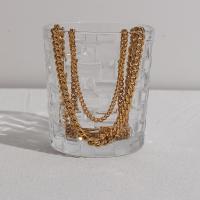 Aço inoxidável 304 colar, with 5cm extender chain, 18K banhado a ouro, joias de moda & para mulher, dourado, comprimento Aprox 45 cm, vendido por PC