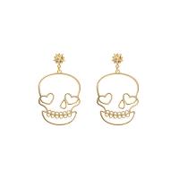 New Hot Halloween Jewelry and Decor, Tibetan Style, Skull, Halloween Design & fashion jewelry & for woman, more colors for choice, nickel, lead & cadmium free, 69x41mm, Sold By Pair