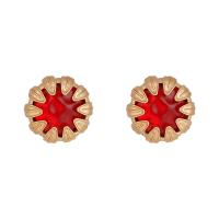 Tibetan Style Stud Earring, with Resin, Flower, fashion jewelry & for woman, more colors for choice, nickel, lead & cadmium free, 36x36mm, Sold By Pair