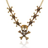 Halloween-Halskette, Zinklegierung, mit Verlängerungskettchen von 5cm, Schädel, Design für Halloween & Modeschmuck & unisex, goldfarben, frei von Nickel, Blei & Kadmium, Länge ca. 45 cm, verkauft von PC