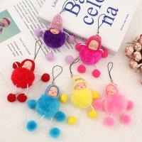 Fur Ball Pom Pom Keychain, Plush, handmade, for woman, more colors for choice, 50mm, Sold By PC