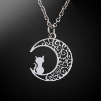 Zinc Alloy Jewelry Necklace Moon silver color plated fashion jewelry & Unisex & hollow nickel lead & cadmium free Length Approx 45 cm Sold By PC
