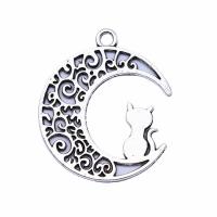Zinc Alloy Moon Pendants antique silver color plated fashion jewelry & Unisex & hollow nickel lead & cadmium free Sold By PC