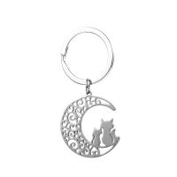 Stainless Steel Key Clasp, 304 Stainless Steel, Moon, Unisex & hollow, original color, 29x30mm, Sold By PC