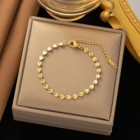Acier titane bracelet, avec 5cm chaînes de rallonge, Plaqué or 18K, bijoux de mode & pour femme, doré, Longueur:Environ 18 cm, Vendu par PC
