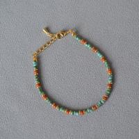 Bracelet de perles de verre, Seedbead, avec alliage de zinc, avec 3cm chaînes de rallonge, fait à la main, bijoux de mode & pour femme, multicolore, Longueur Environ 31.6 cm, Vendu par PC