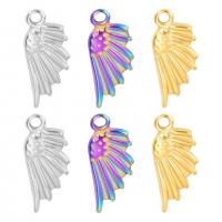 Stainless Steel Pendants, 304 Stainless Steel, Wing Shape, Vacuum Ion Plating, DIY, more colors for choice, 8x18mm, Sold By PC