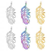 Stainless Steel Pendants 304 Stainless Steel Feather Vacuum Ion Plating DIY & hollow Sold By PC