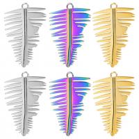 Stainless Steel Pendants, 304 Stainless Steel, Leaf, Vacuum Ion Plating, DIY, more colors for choice, 24x39mm, Sold By PC