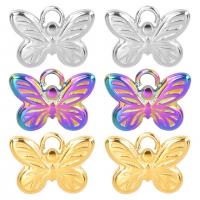 Stainless Steel Animal Pendants, 304 Stainless Steel, Butterfly, Vacuum Ion Plating, DIY, more colors for choice, 12x9mm, Sold By PC