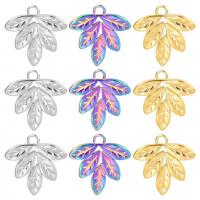 Stainless Steel Pendants, 304 Stainless Steel, Leaf, Vacuum Ion Plating, DIY, more colors for choice, 16x17mm, Sold By PC