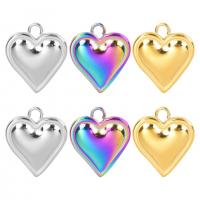Stainless Steel Heart Pendants, 304 Stainless Steel, Vacuum Ion Plating, DIY, more colors for choice, 13x16mm, Sold By PC