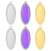 Stainless Steel Pendant Setting, 304 Stainless Steel, Flat Oval, Vacuum Ion Plating, DIY, more colors for choice, 12x31mm, Sold By PC