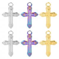 Stainless Steel Cross Pendants, 304 Stainless Steel, Vacuum Ion Plating, DIY, more colors for choice, 13x20mm, Sold By PC