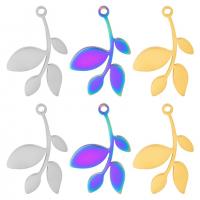 Stainless Steel Pendants, 304 Stainless Steel, Leaf, Vacuum Ion Plating, DIY, more colors for choice, 15x25mm, Sold By PC