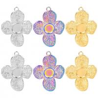 Stainless Steel Pendant Setting, 304 Stainless Steel, Flower, Vacuum Ion Plating, DIY, more colors for choice, 27x36mm, Sold By PC