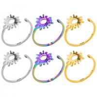 Stainless Steel Finger Ring, 304 Stainless Steel, Sun, Vacuum Ion Plating, fashion jewelry & Unisex & hollow, more colors for choice, US Ring Size:8, Sold By PC