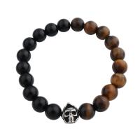 Agate Jewelry Bracelet with Tiger Eye & 304 Stainless Steel fashion jewelry & Unisex 13mm Sold Per Approx 8.66 Inch Strand