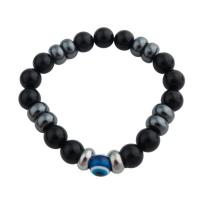 Evil Eye Jewelry Bracelet, Agate, with Non Magnetic Hematite, fashion jewelry & Unisex, 9.50mm, Sold Per Approx 7.87 Inch Strand